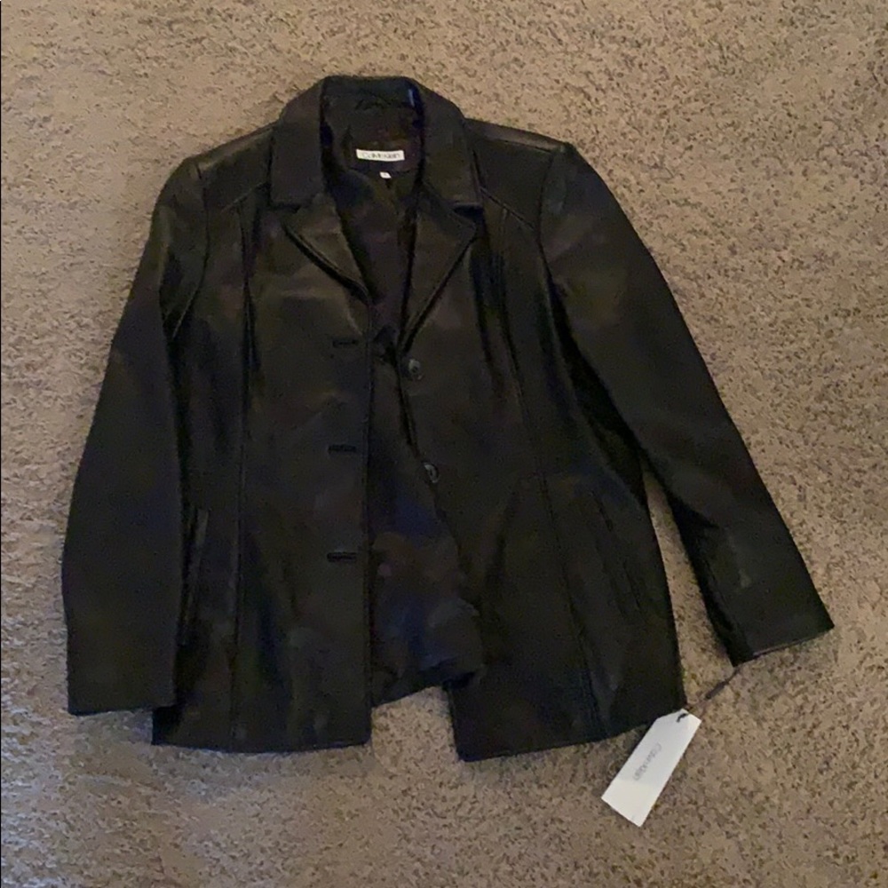 Black Leather Calvin Klein Jacket